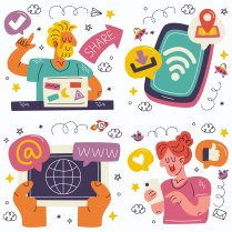 Image repr&eacute;sentant des personnes utilisant du mat&eacute;riel num&eacute;rique pour diff&eacute;rents usages