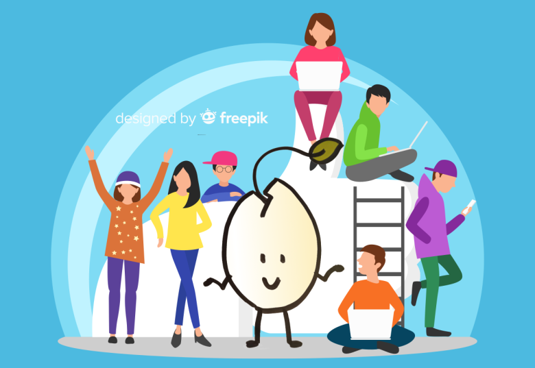 Kipouss la mascotte de l'éclosion#, anime un atelier avec des lycéens